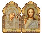 VIRGIN OF KAZAN AND CHRIST THE SAVIOR ICON DIPTYCH - 7 1/2"